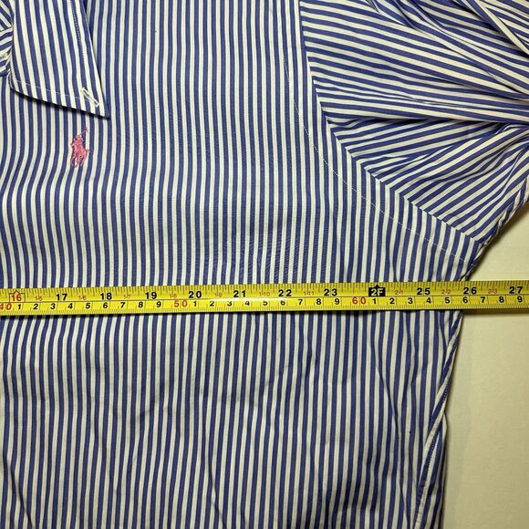 Ralph Lauren Mens White Blue Stripes Classic Fit Button Up Size 16.5/L Pinkpony - Picture 7 of 8